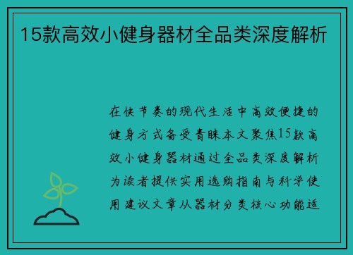 15款高效小健身器材全品类深度解析